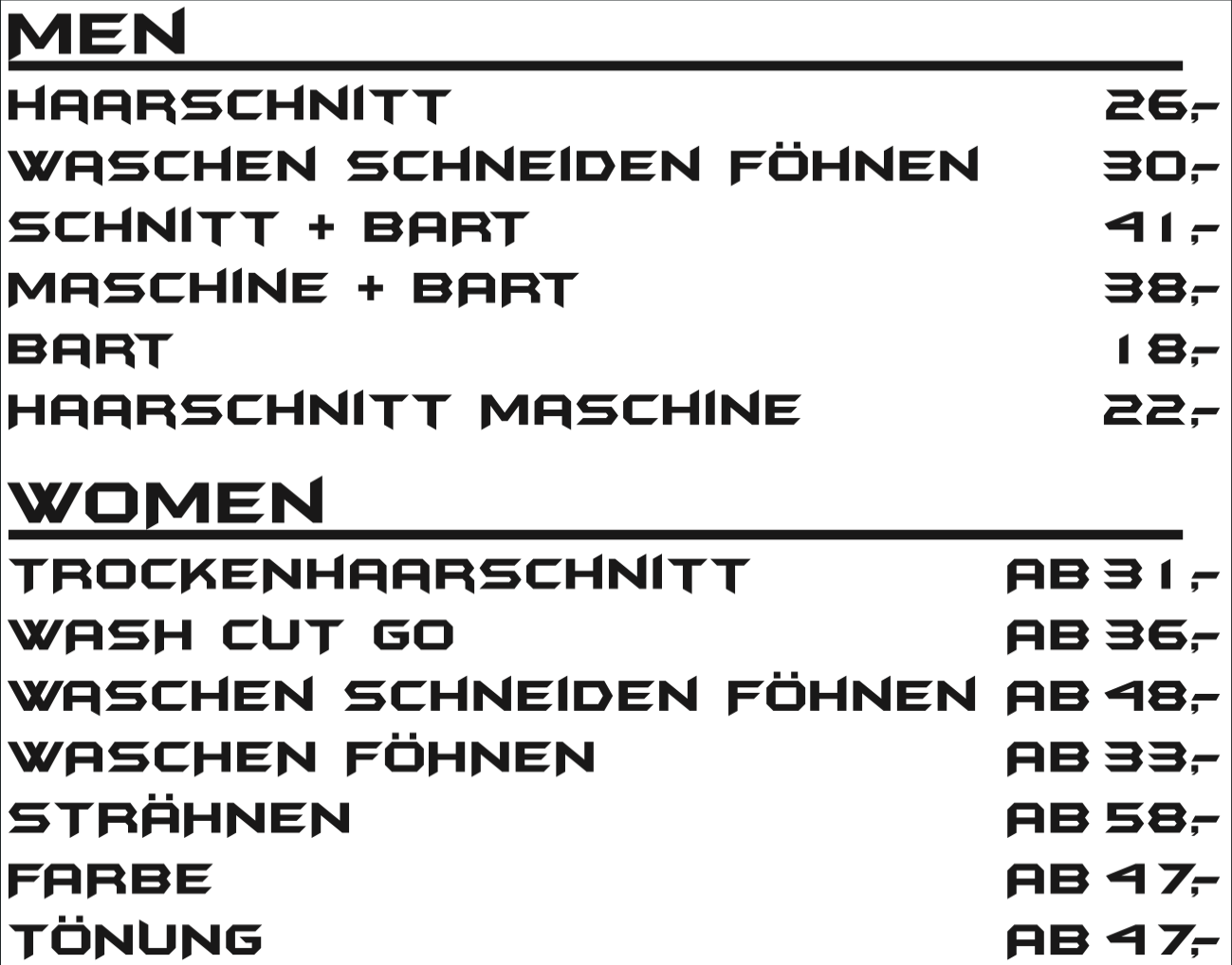 Preisliste
